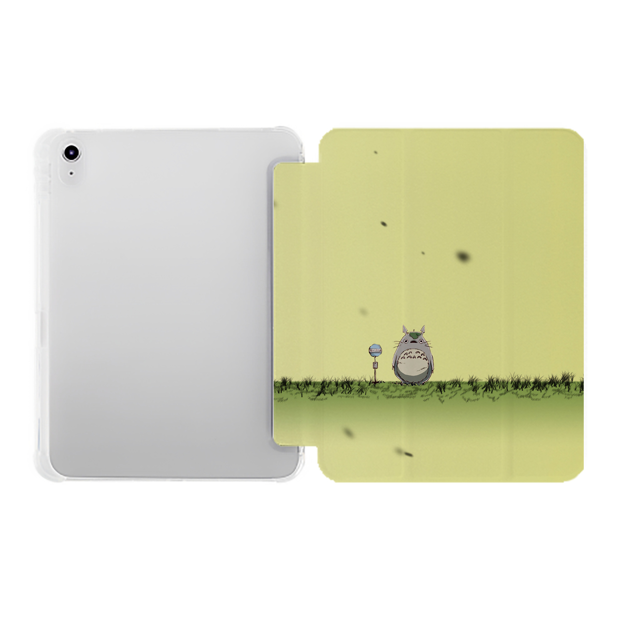 （画像用） となりのトトロ 草壁メイ 草壁サツキ My Neighbor Totoro Satsuki Kusakabe Mei Kusakabe IPad ケース ペン収納付き 三つ折りスタンド PUレザー×シリコン 対応機種9.5/10.5/10.9インチ